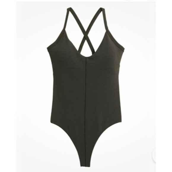 Athleta Front Plunge Bodysuit Size XS Black Style 566849 Excellent Sleeveless - Picture 1 of 16